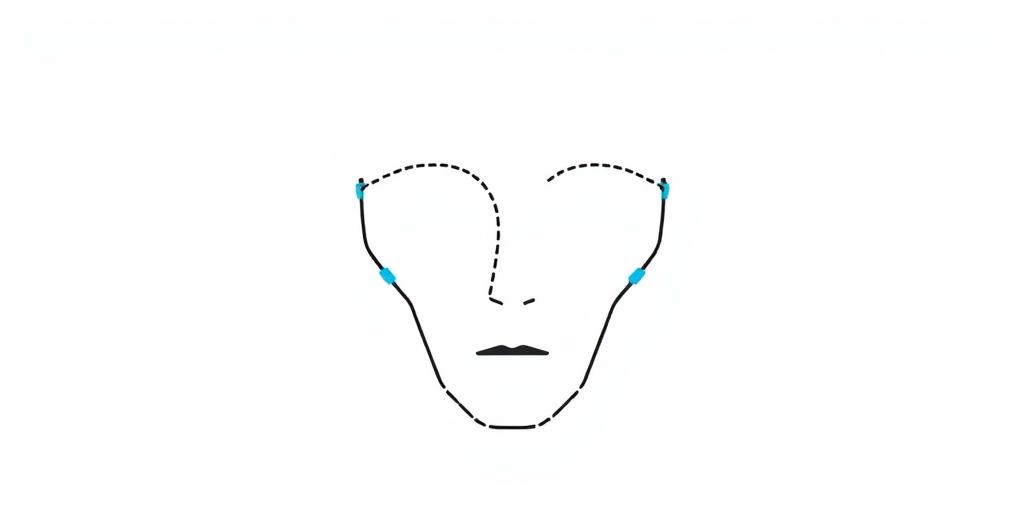 Illustrazione stilizzata di un volto geometrico con contorno tratteggiato